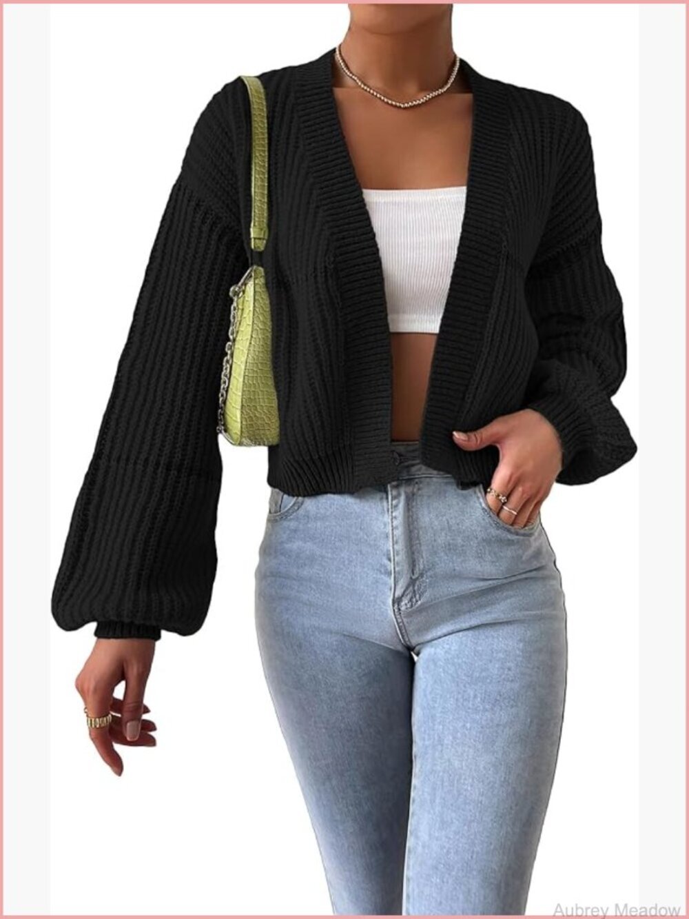 Color Block Crop Cardigan Bishop Long Sleeve Striped Open Front Sweater